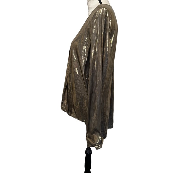 DKNY Gold Metallic Blouse Sz L - Picture 11 of 15